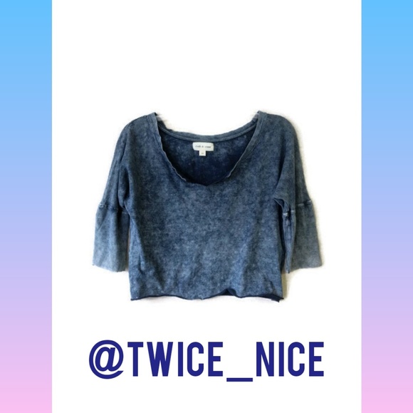 Anthropologie Cloth & Stone Blue Crop Top Size XS - Picture 2 of 6